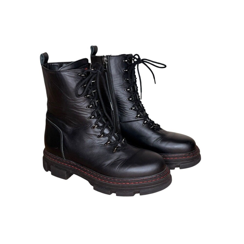 Kurt Geiger London Women’s Combat Boots Leather Black Size 38 Chunky Lace Up